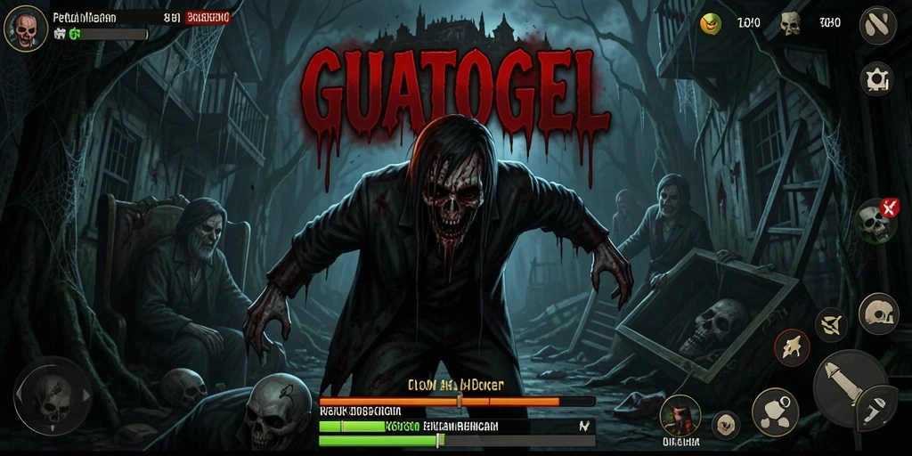 Screenshot GUATOGEL menunjukkan suasana mencekam dengan makhluk misterius.