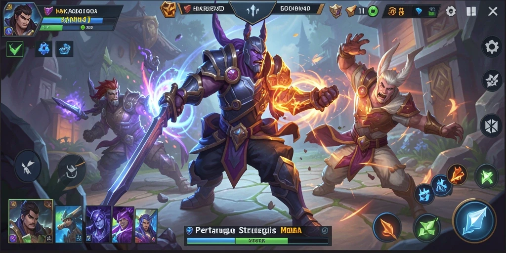 Screenshot HAKIM4D menampilkan aksi pertempuran dinamis dalam permainan MOBA.